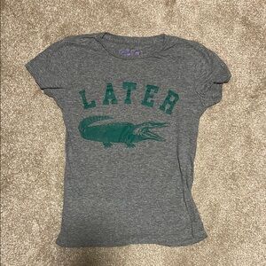 Crazy Dog T-Shirts Gray Green Crocodile Short Sleeve Tee